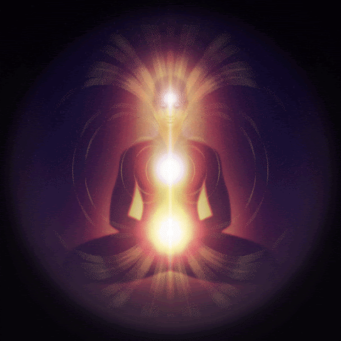 Chakras flowing in and out of a person