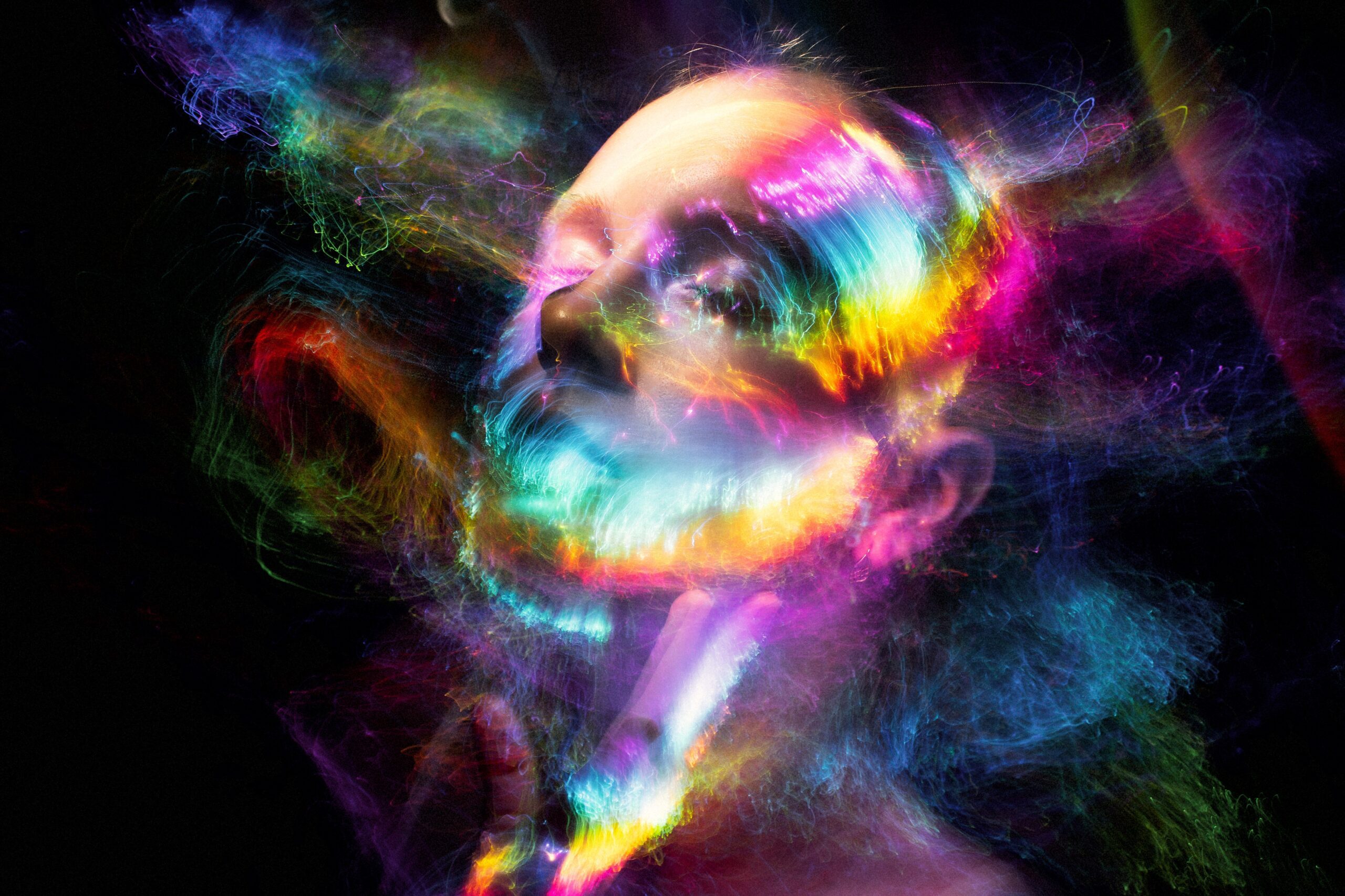 Why do subconscious beliefs come from - woman with light art superimposed on her head